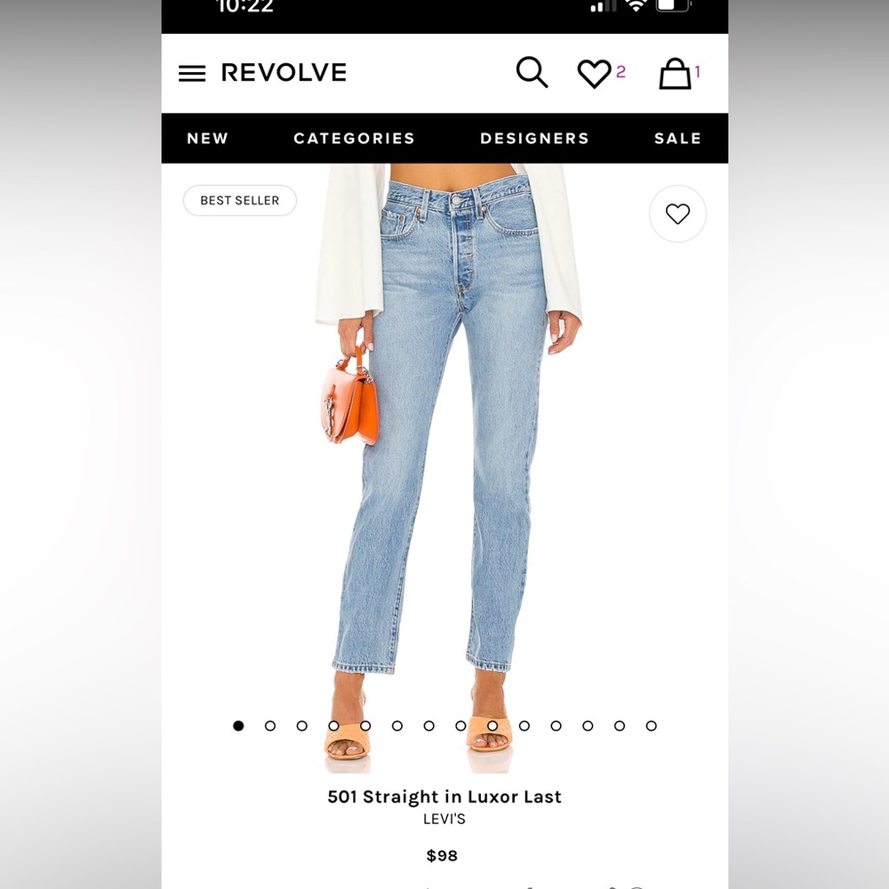 501 straight Levi’s from Revolve. Size 26